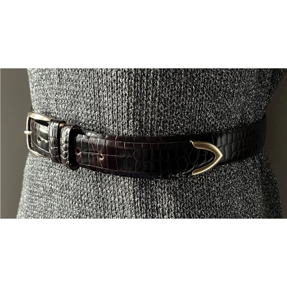 Cipriani Italian Alligator Calfskin Dark Brown Men’s Belt Large